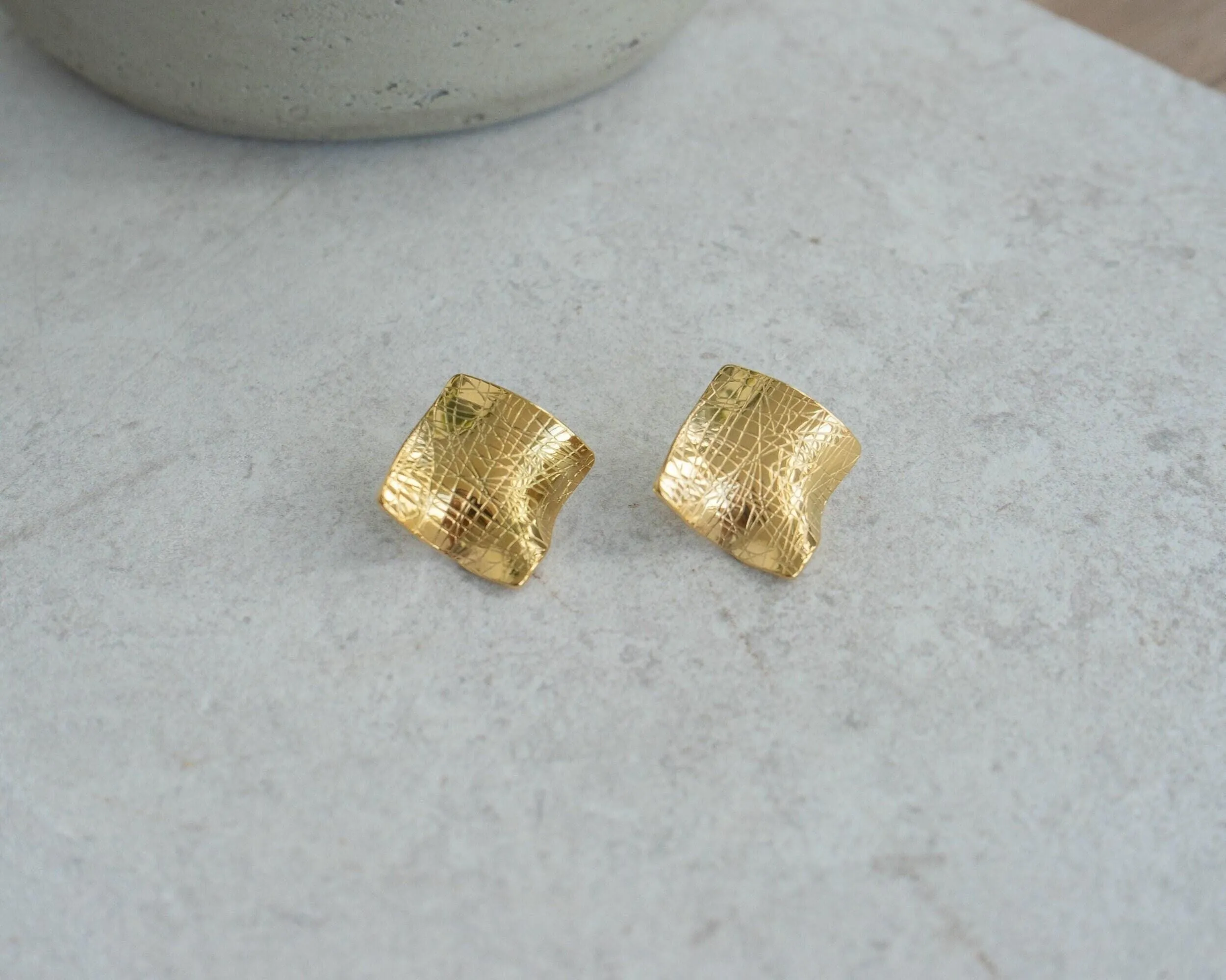 Big Gold Geometric Square Earrings