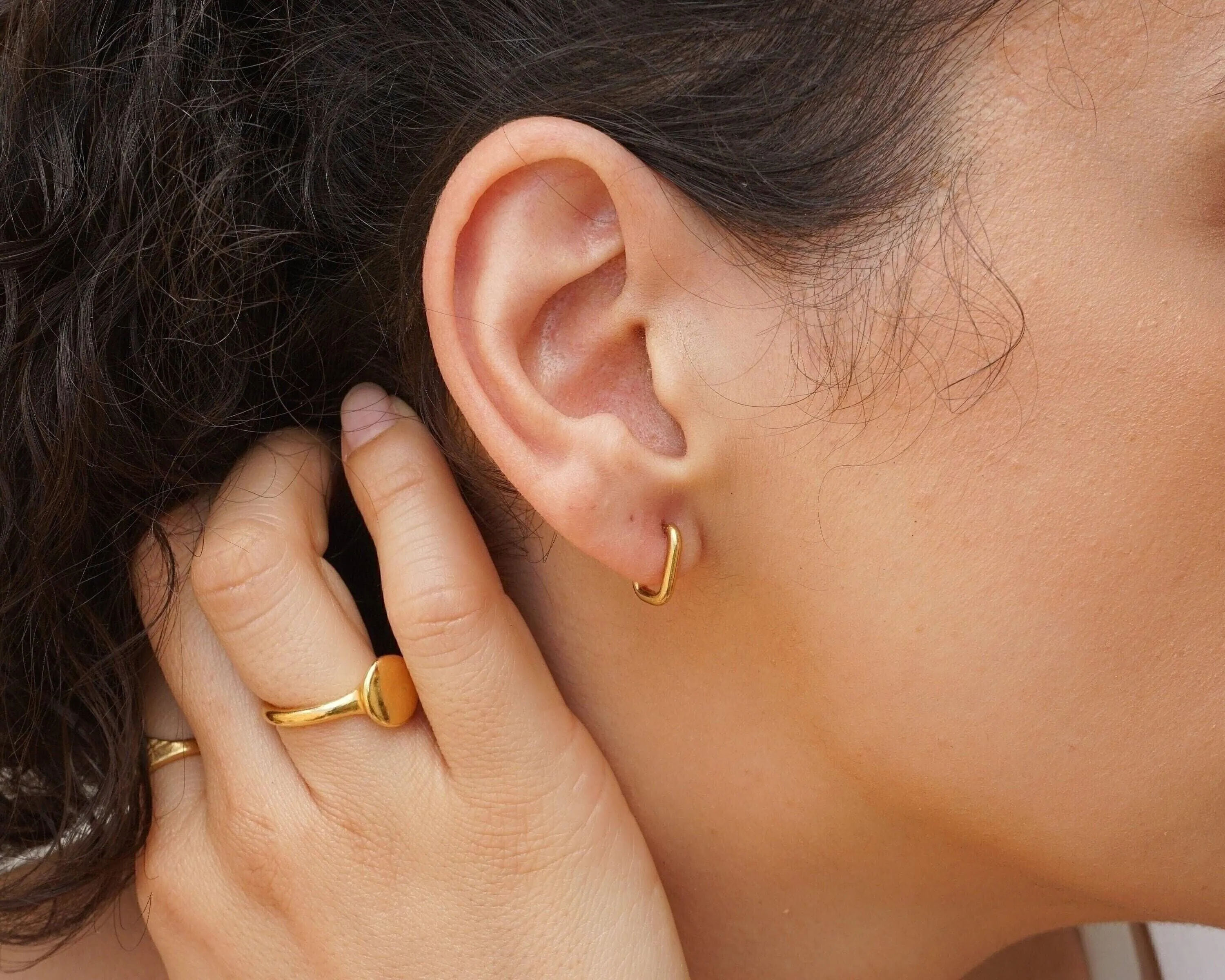 Square Gold Hoop Earrings