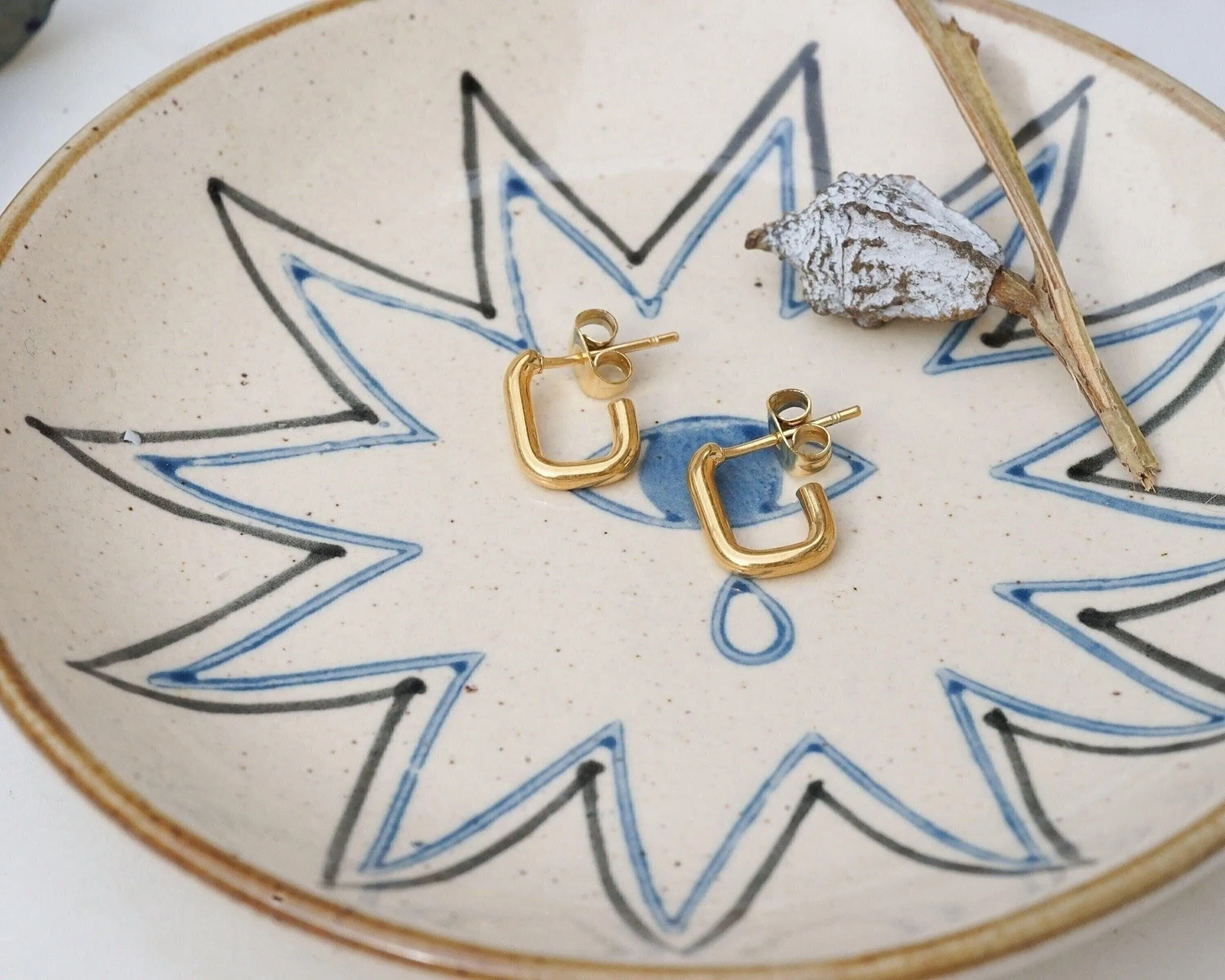 Square Gold Hoop Earrings