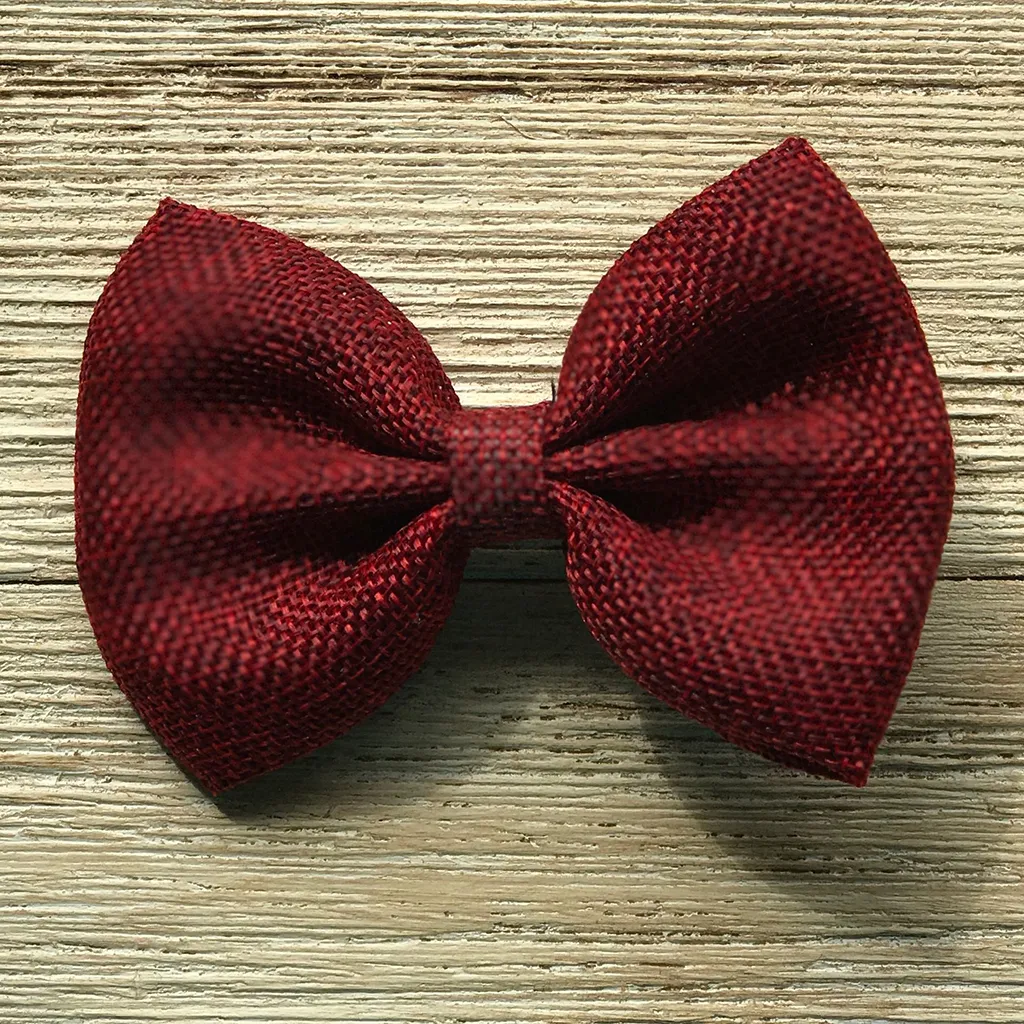 Wine Burlap Bow Tie