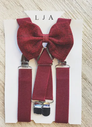 Wine Burlap Bow Tie
