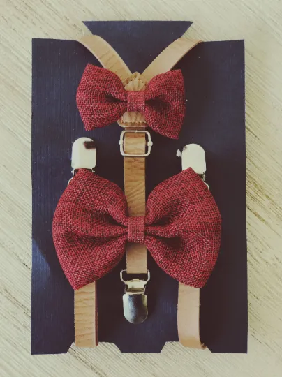 Wine Burlap Bow Tie