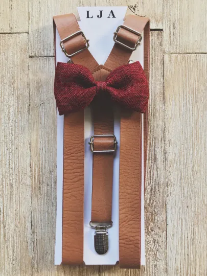 Wine Burlap Bow Tie